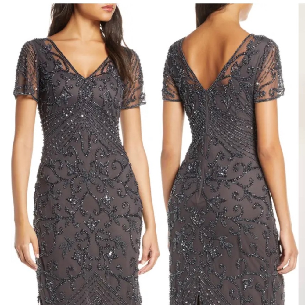 Pizarro Nights Beaded Column Dress